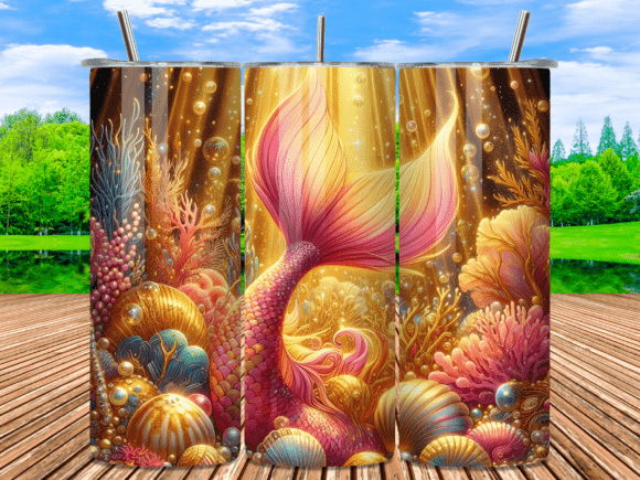 Download Golden Shimmer Mermaid Garden Tumbler - Golden shimmer Collection