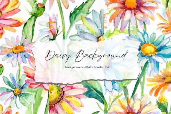 Download Watercolor Daisy Digital Background - Digital background Collection